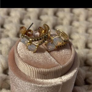 Elegant Gold and White Gemstone Earrings